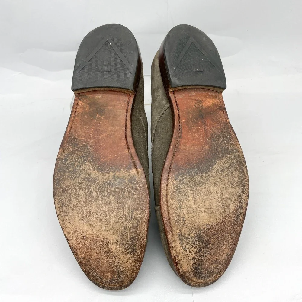 Allen Edmonds Barrett Mens 11 D Dark Taupe Suede Cap Toe Derby Shoes Oxford